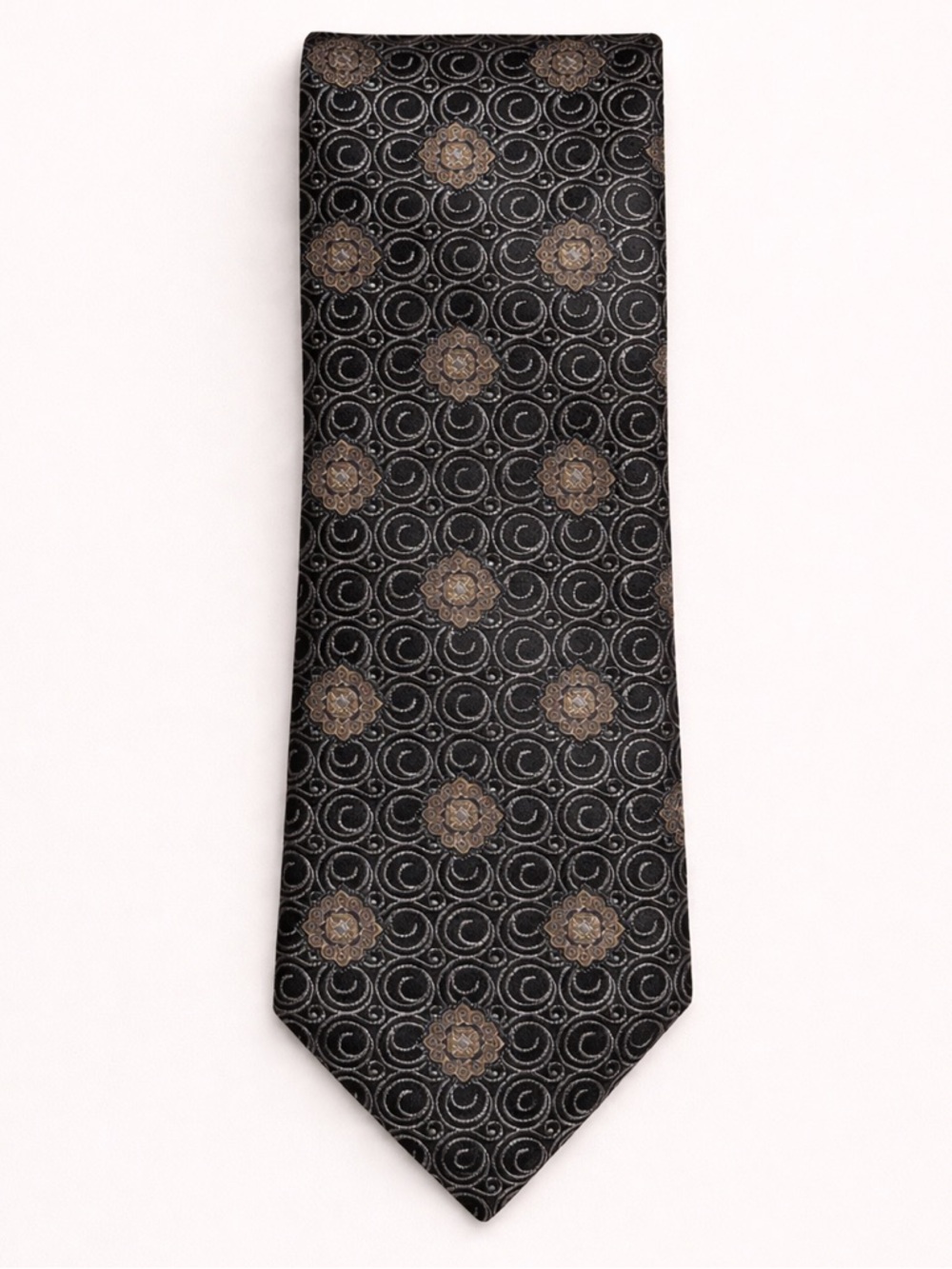 Canali Medallion Swirl Silk Tie Made in Italy